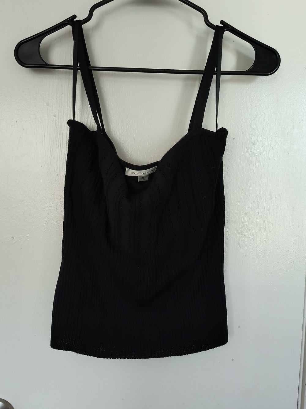 St. John Black Ribbed Camisole with Thin Straps